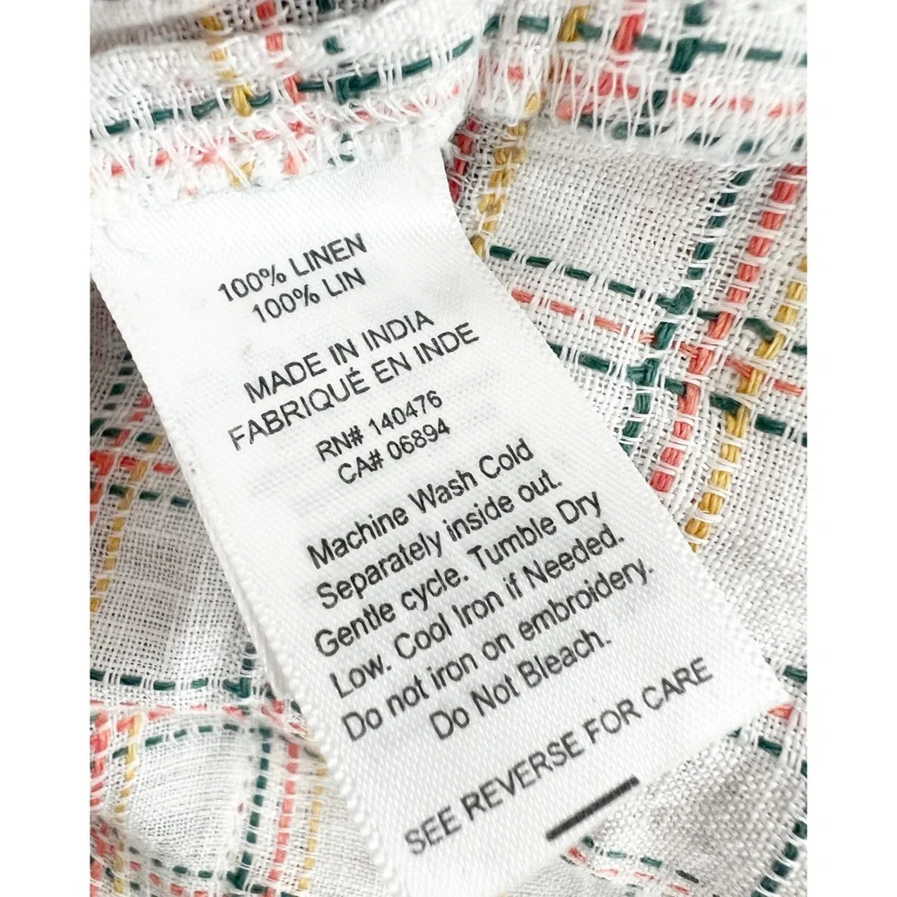 Faherty Lola Linen Smocked Dress in Crispin Windowpane Size Small